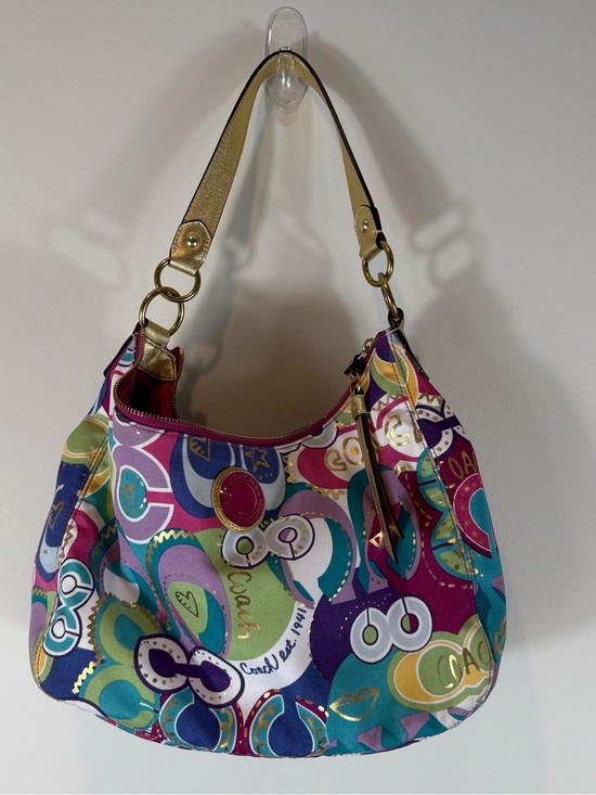 Coach Handbags - Coach Multicolor Poppy Line Shoulder Bag with Gold Accents